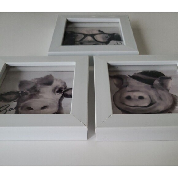 Always Home INT Set 3 White Framed Ready To Hang Small Farmhouse Animal Pictures - Picture 5 of 11